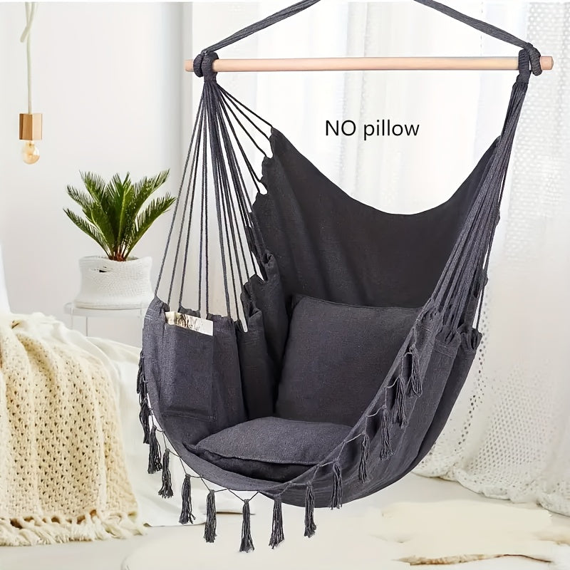 Chaise Hamac de Luxe  Dcor de Glandes Bohme  Tissu Textile Durable Utilisation IntrieureExtrieure Toutes Saisons Facile  Accrocher et Lavable  la Main pour Terrasse Salon Chambre